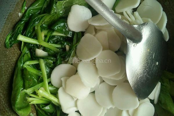 青菜炒年糕的做法图解4