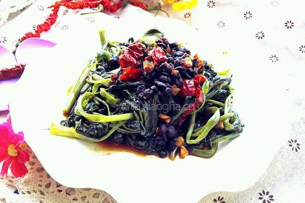 空心菜爆豆鼓的做法图解6