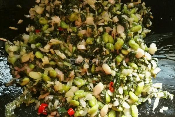 抱腌菜炒毛豆的做法图解7