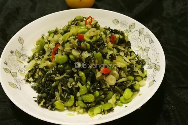 抱腌菜炒毛豆的做法图解10