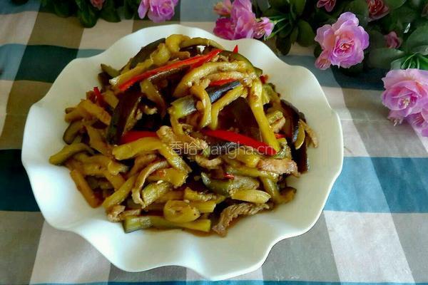 茄丝炒肉的做法图解9