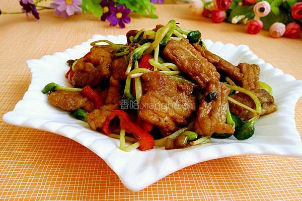 青豆苗炒肉的做法图解12