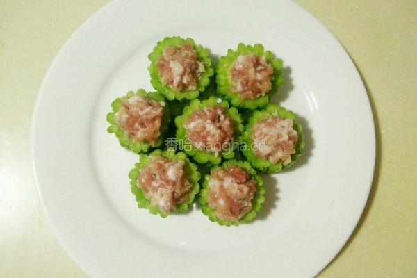 肉馅酿苦瓜的做法图解6