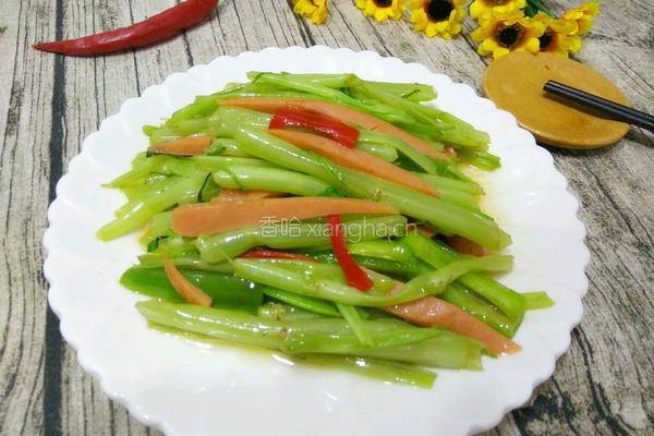 双椒空心菜杆炒火腿的做法图解8