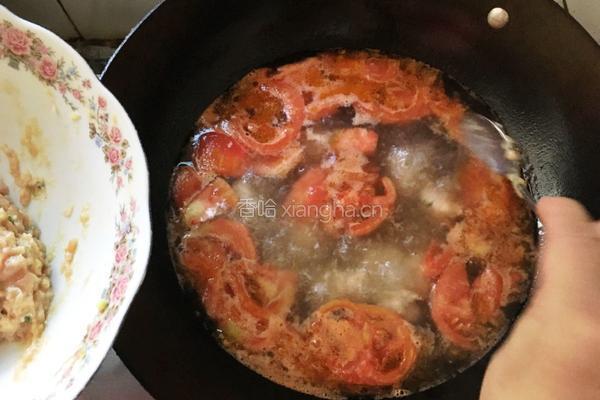 番茄汤汆丸子的做法图解5
