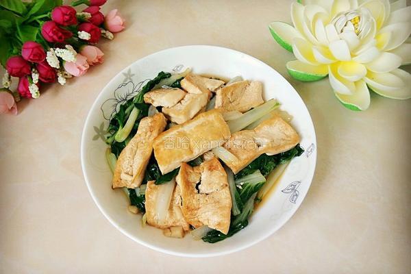 小白菜炒豆腐的做法图解5
