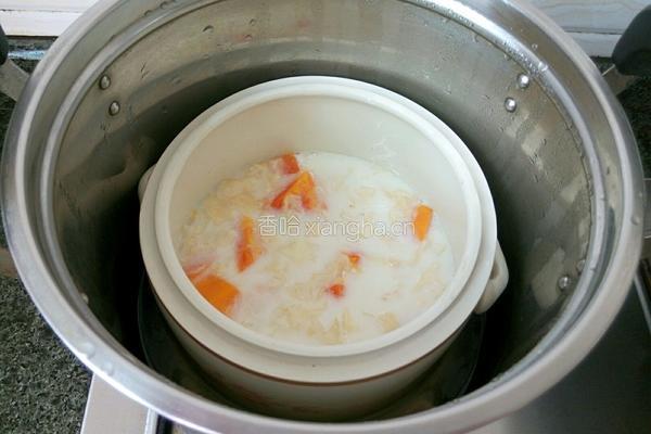 木瓜银耳炖牛奶的做法图解4