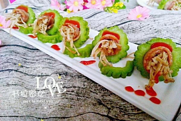苦瓜培根金针菇卷的做法图解10
