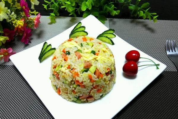 鸡蛋火腿肠炒饭的做法图解8