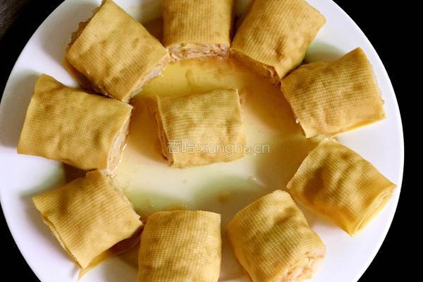 山药肉末豆皮卷的做法图解10