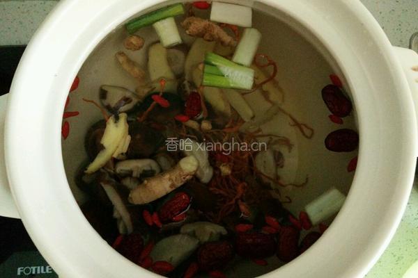香菇虫草炖鸡的做法图解2