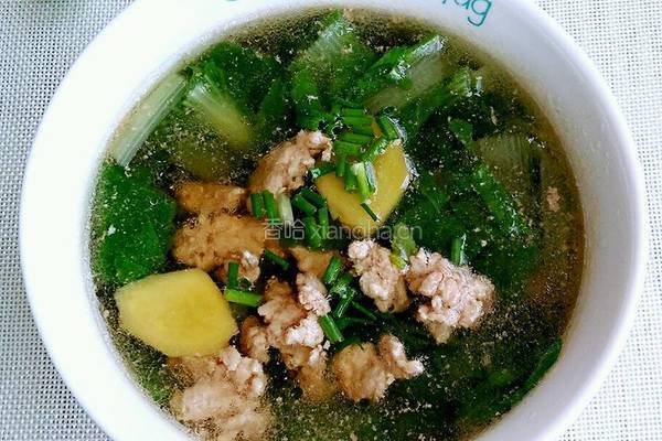青菜瘦肉汤的做法图解8