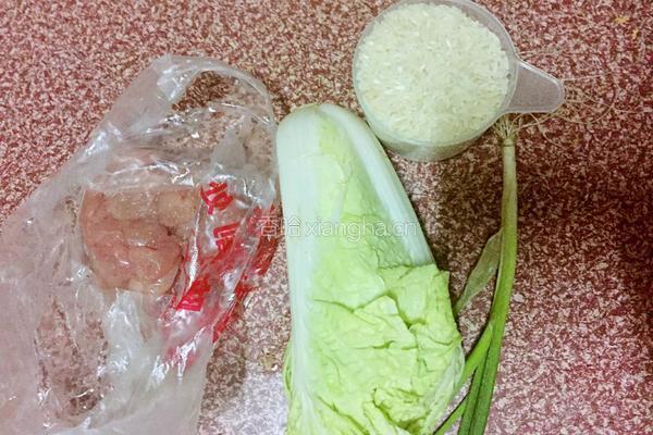 白菜瘦肉粥的做法图解1