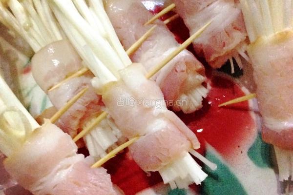 培根金针菇卷的做法图解3