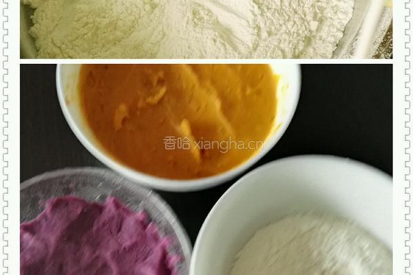 冰皮月饼(紫薯南瓜抹茶)的做法图解3