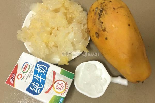 木瓜牛奶炖银耳的做法图解1