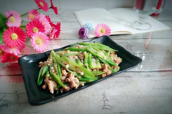 肉末炒秋葵的做法图解7
