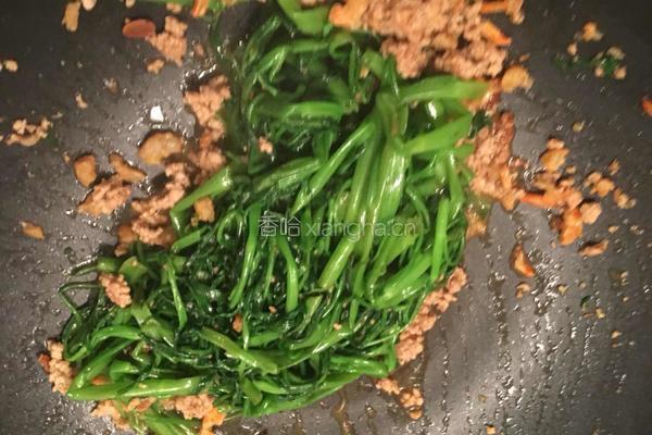 虾米肉碎炒通菜的做法图解9