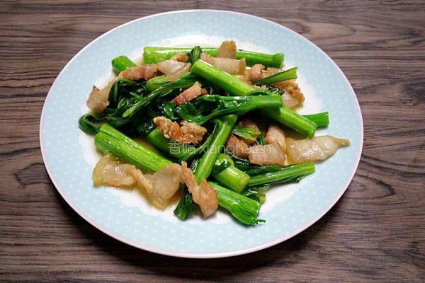 菜心炒肉的做法图解8