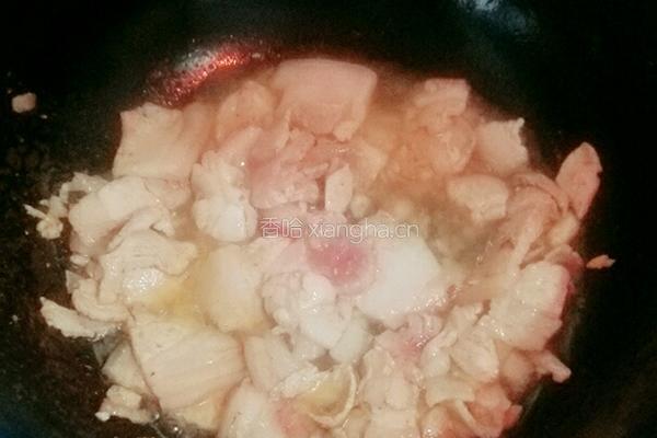 干锅咸肉有机花菜的做法图解3