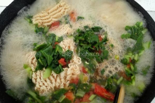 小白菜泡面的做法图解6