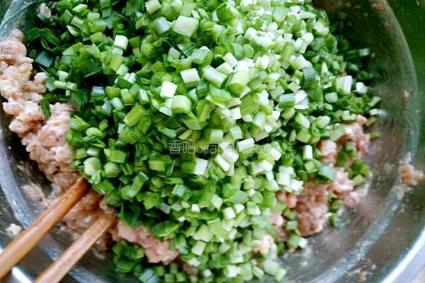 韭菜鸡蛋虾仁饺子馅的做法图解8