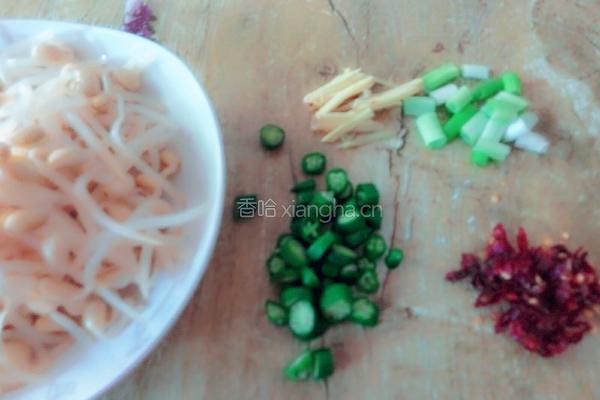 黄豆芽炒粉丝的做法图解2