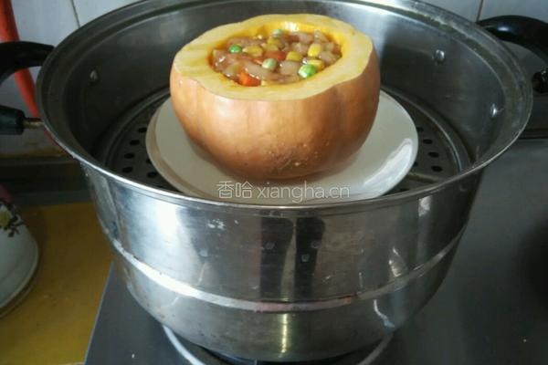 南瓜鸡肉盅的做法图解6