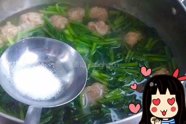 菠菜丸子汤的做法图解4