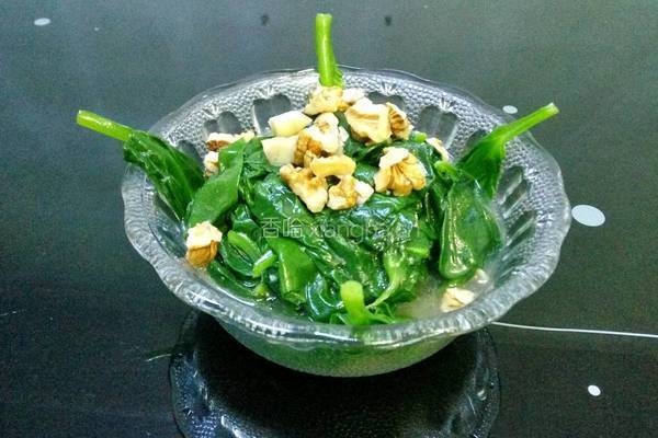 蒜香桃仁木耳菜的做法图解7