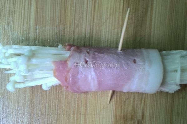 香煎培根金针菇卷的做法图解4