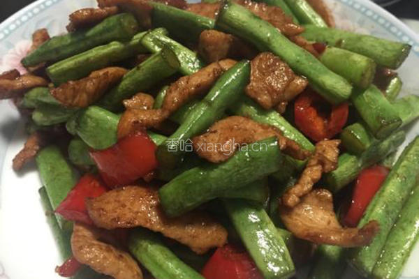 菜豆辣椒小炒肉的做法图解3