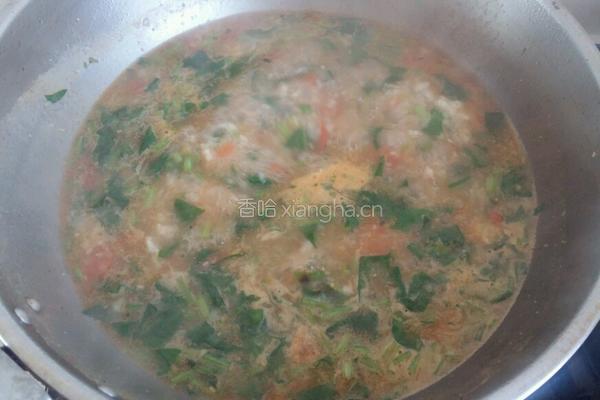 菠菜拌汤的做法图解8