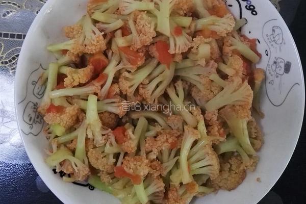 蕃茄炒花菜的做法图解4