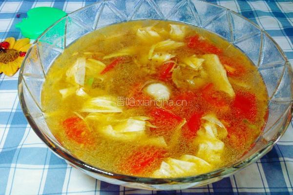 豆皮西红柿肉片汤的做法图解12