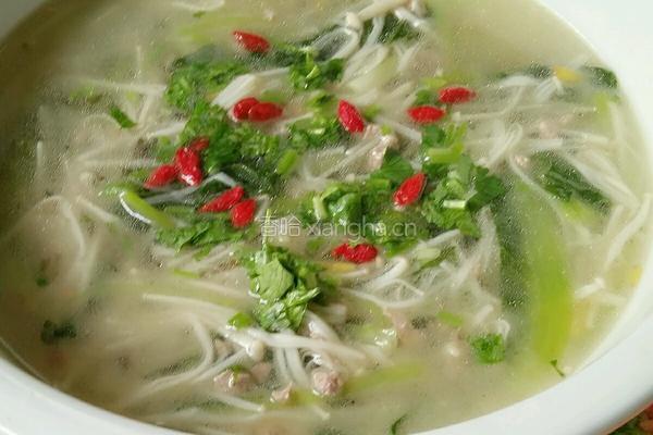 金针菇青菜瘦肉汤的做法图解7