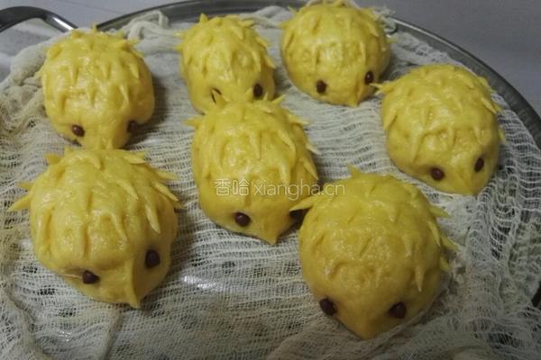 小刺猬南瓜豆沙包的做法图解11