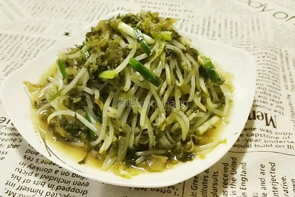 雪菜炒绿豆芽的做法图解11