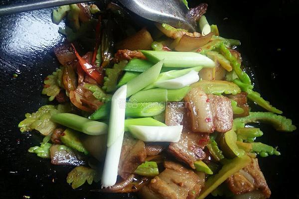 蒜苗苦瓜炒肥肉的做法图解12