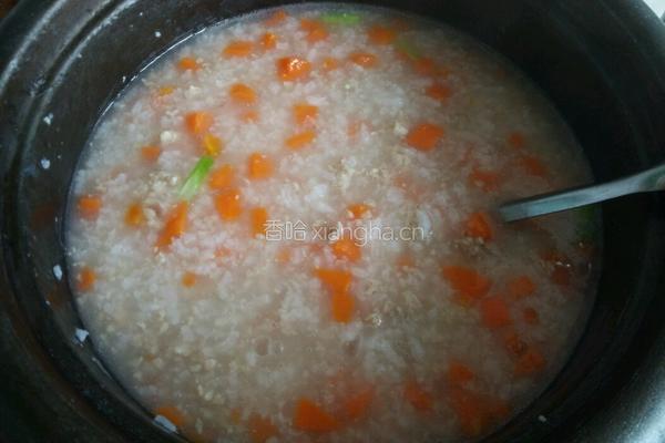 红萝卜肉末粥的做法图解8