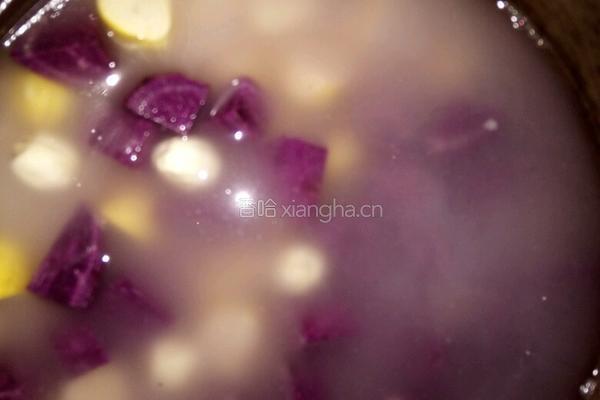莲子紫薯栗子粥的做法图解3