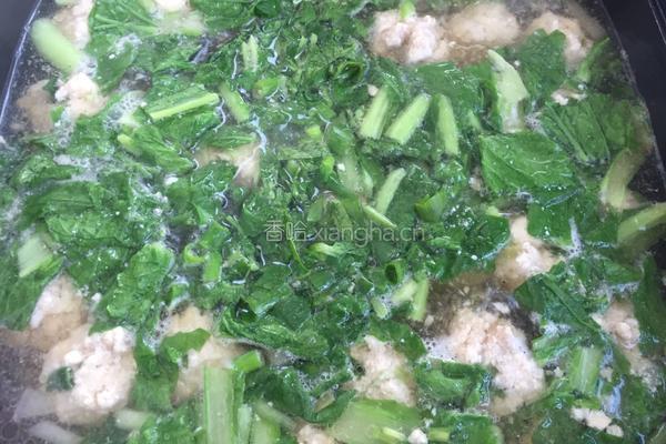 小白菜豆腐肉丸汤的做法图解2