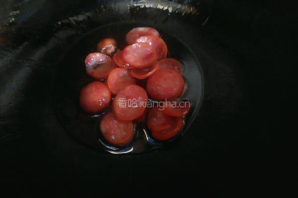 花菜炒香肠的做法图解4