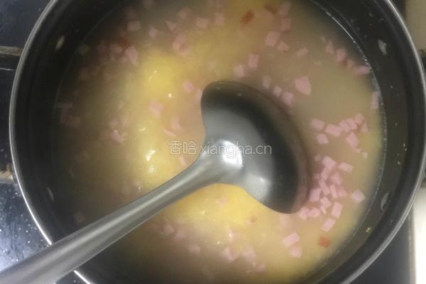 玉米火腿粥的做法图解3