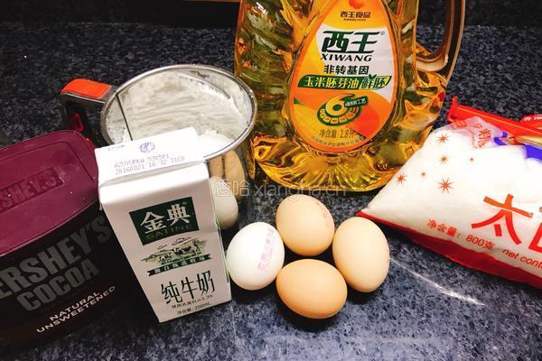 可可栗蓉蛋糕的做法图解1