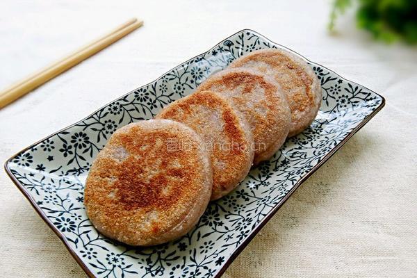 奶香紫薯馅红豆渣饼的做法图解16