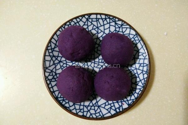 奶香紫薯馅红豆渣饼的做法图解2