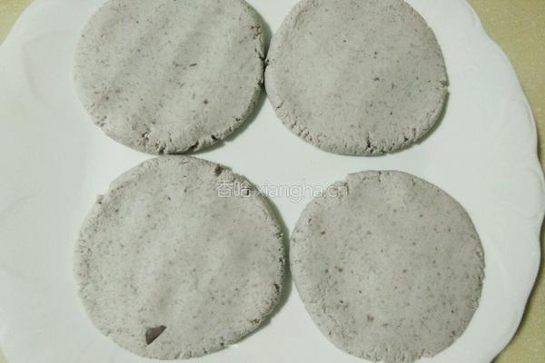 奶香紫薯馅红豆渣饼的做法图解9