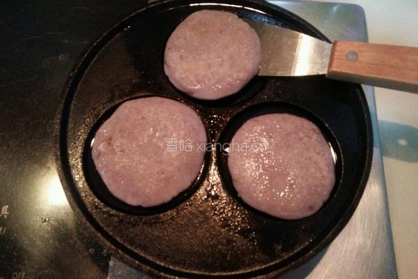 奶香紫薯馅红豆渣饼的做法图解14