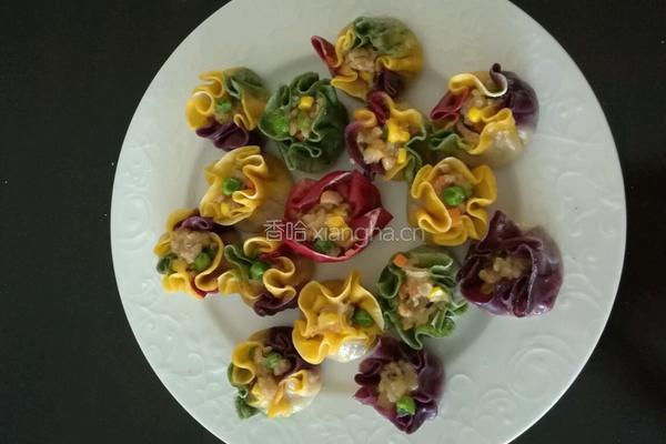鸡肉蔬菜汁烧麦的做法图解12